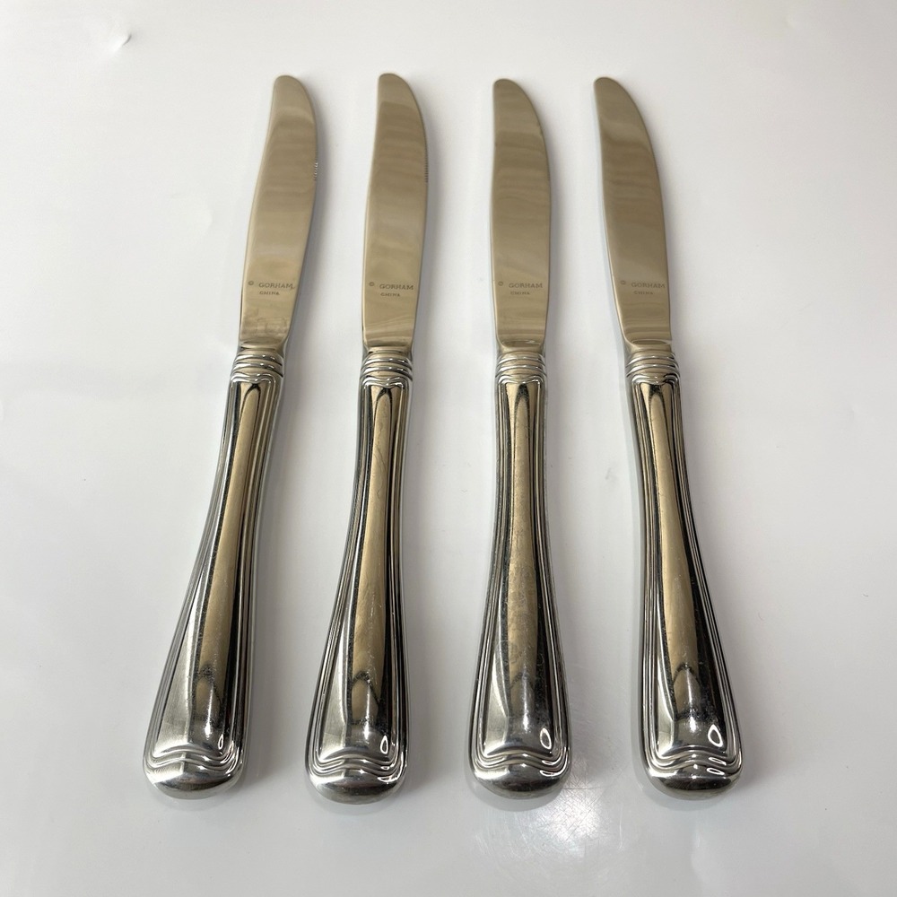 Gorham Monet‎ 18/8 Glossy Stainless Knives 4 Piece Flatware Dinnerware Retired